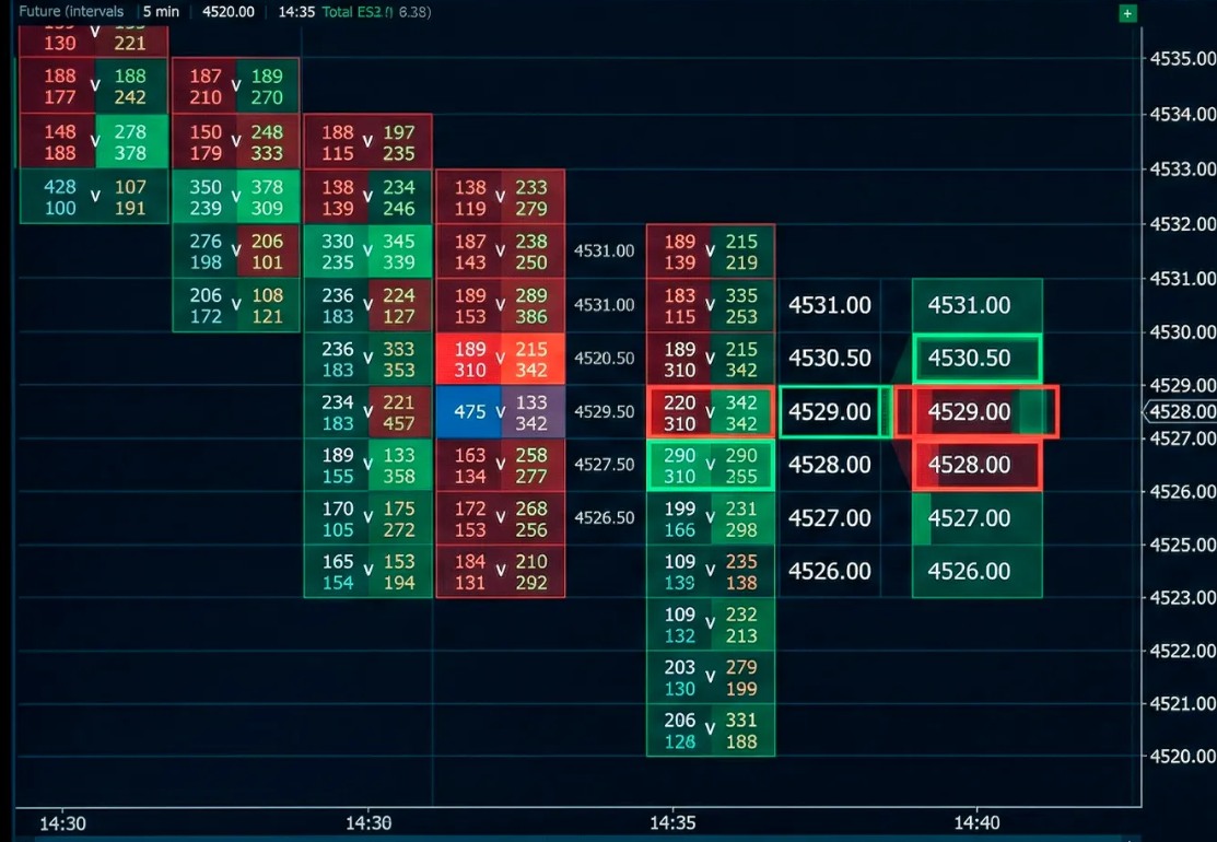 Order Flow footprint chart example